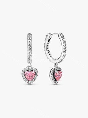 Pandora Sparkling Halo Heart Hoop Earrings